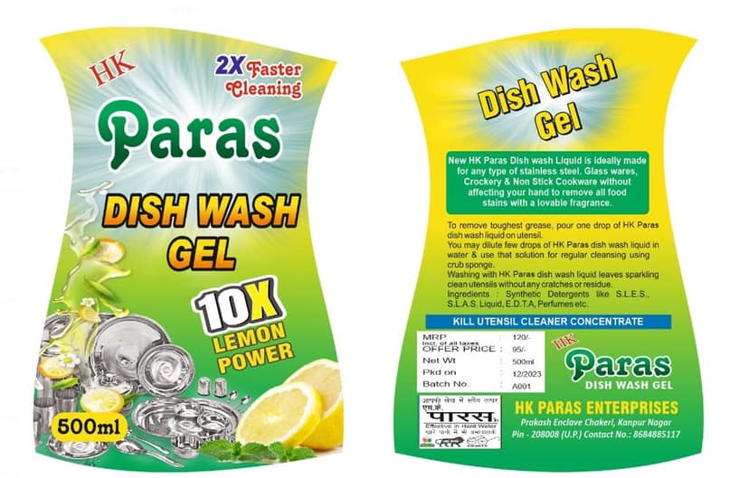 HK Paras Dish Wash Gel -Pack of 4