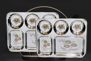 Wektu Stainless Steel Bhojan Thal/5 in 1 Container/Pack of 1