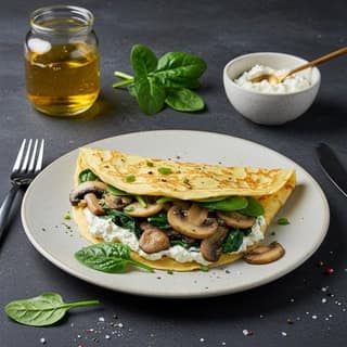 Spinach Mushroom And Cream Cheese Crepe