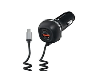 Portronics Car Power 1C Triple Output Fast Car Charger 71W with 33W Type-C Cable, 20W Type-C PD, 18W USB Port, iPhone & Android Smartphone Compatible