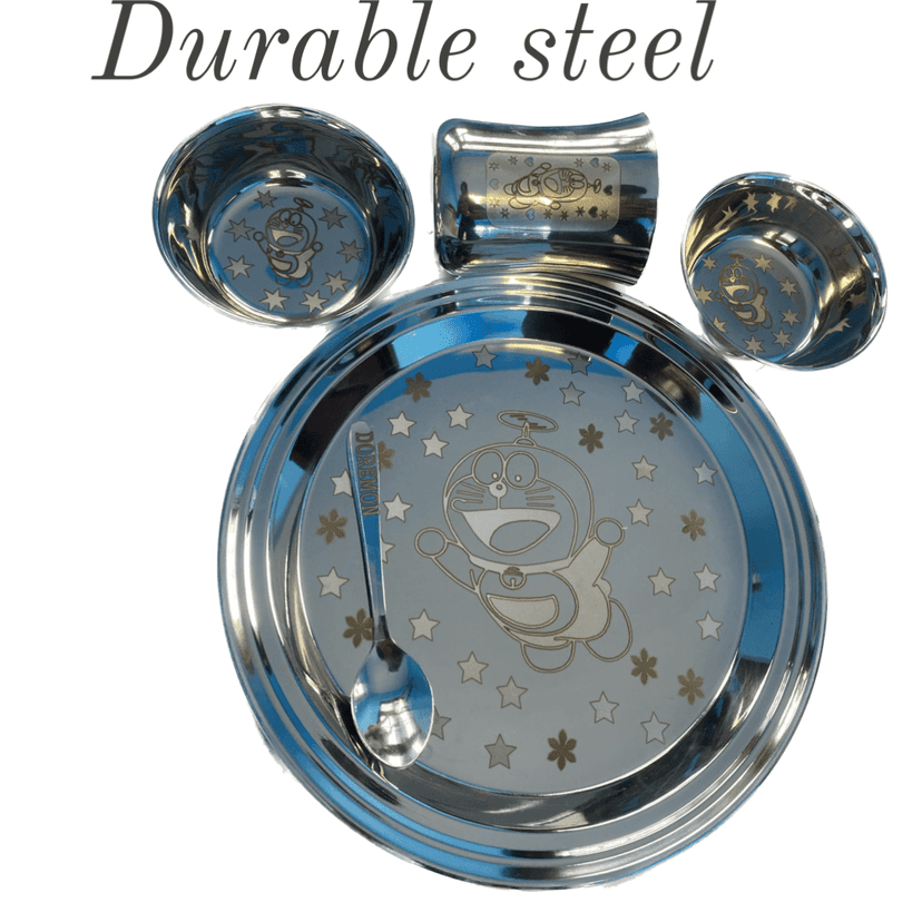 100% Stainless Steel Laser Printed Baby Dinner Set view 2