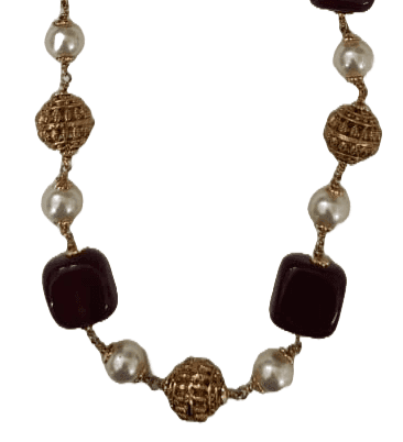 Gold and Red Beaded Statement Necklace view 2