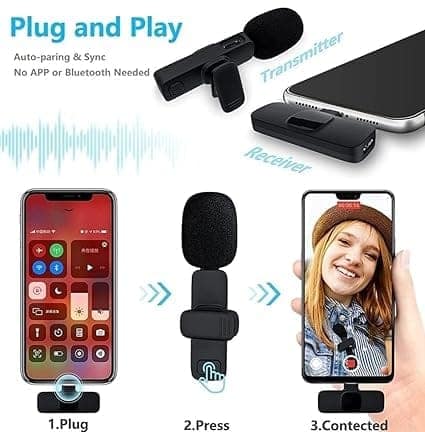 K9 Dual Wireless Microphone, Digital Mini Portable Recording Clip Mic with Receiver for All Type-C Mobile Phones Camera Laptop for Vlogging YouTube Online Class, Zoom Call view 5