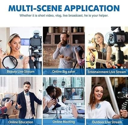 K9 Dual Wireless Microphone, Digital Mini Portable Recording Clip Mic with Receiver for All Type-C Mobile Phones Camera Laptop for Vlogging YouTube Online Class, Zoom Call view 6
