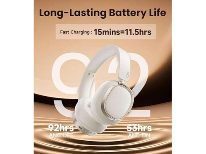 OlivLife Japan Series Bluetooth 6.0 Wireless Over-Ear Headphones with 400mAh Battery, 20H Playtime, Deep Bass HiFi Stereo, Built-in Mic, 40mm Drivers - Cream view 2