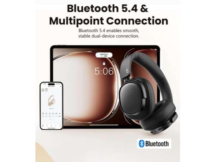 OlivLife Japan Series Bluetooth 6.0 Wireless Over-Ear Headphones with 400mAh Battery, 20H Playtime, Deep Bass HiFi Stereo, Built-in Mic, 40mm Drivers - Cream view 3