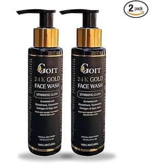 Goit 24K Gold Face Wash, Sparking Glow, Pack Of Two 100 ML Each, Enriched with Glutathione, Ceramides, Collagen Kojic Acid, For All Skin Types, 100 Natural