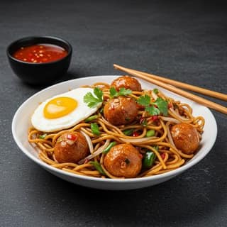 Egg Veg Manchurian Noodles