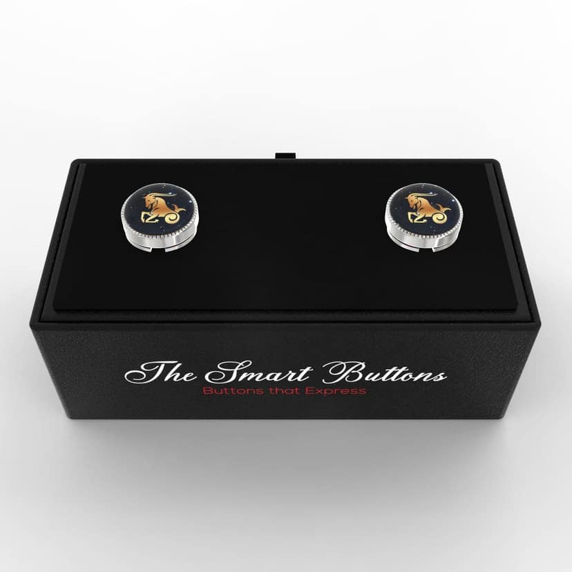 The Smart Buttons - Shirt Button Cover Cufflinks for Men - Capricorn Design Pattern view 3