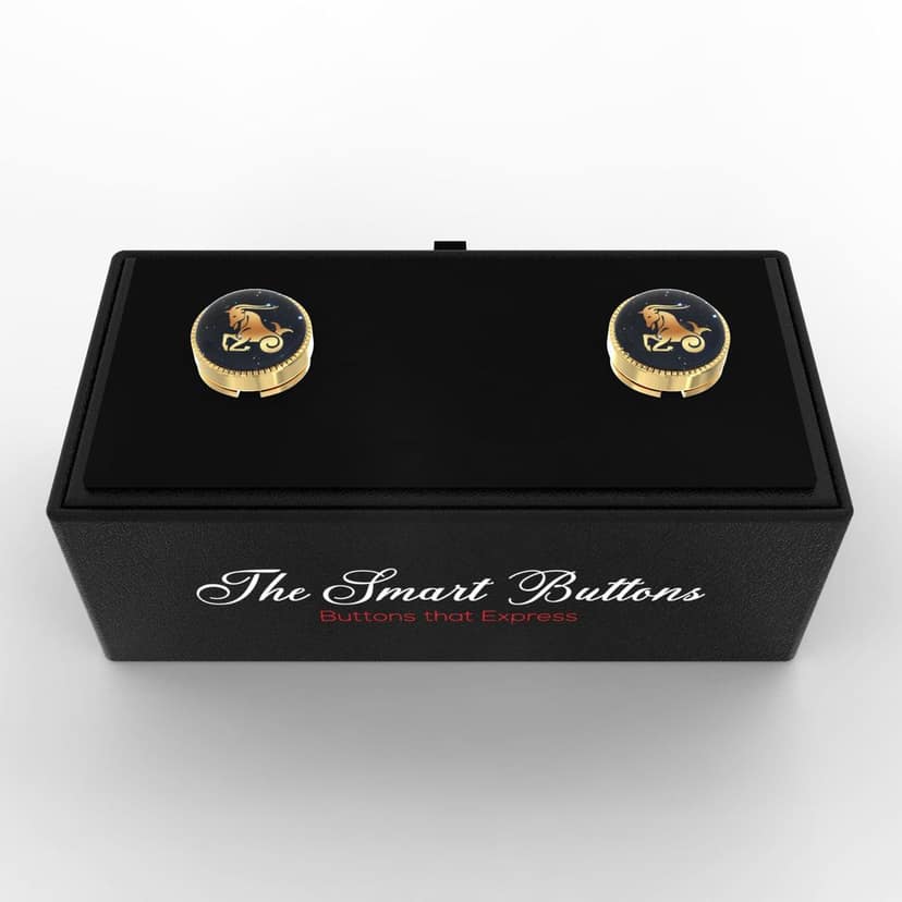 The Smart Buttons - Shirt Button Cover Cufflinks for Men - Capricorn Design Pattern view 9