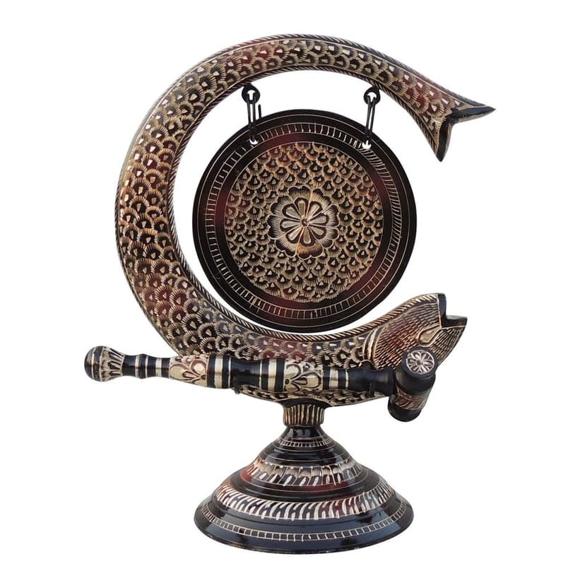 Brass Fish Mix Dinner Bell - Traditional Handcrafted Decorative Bell, Height : 11.5 Inch (ANMAS172 D) view 3
