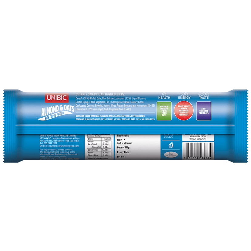 Unibic Snack Bar - Almond & Oats, 30 G view 2