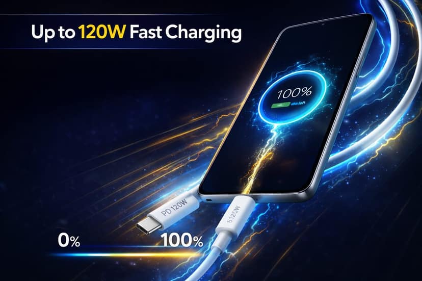 Tarendra 120W 10A USB Type-C to Type-C Fast Charging Cable (Pack of 2, 1M Each) | PD Fast Charge | TPE Durable | Compatible with OnePlus, Realme, Xiaomi, Samsung, iQOO, Oppo, Vivo view 3