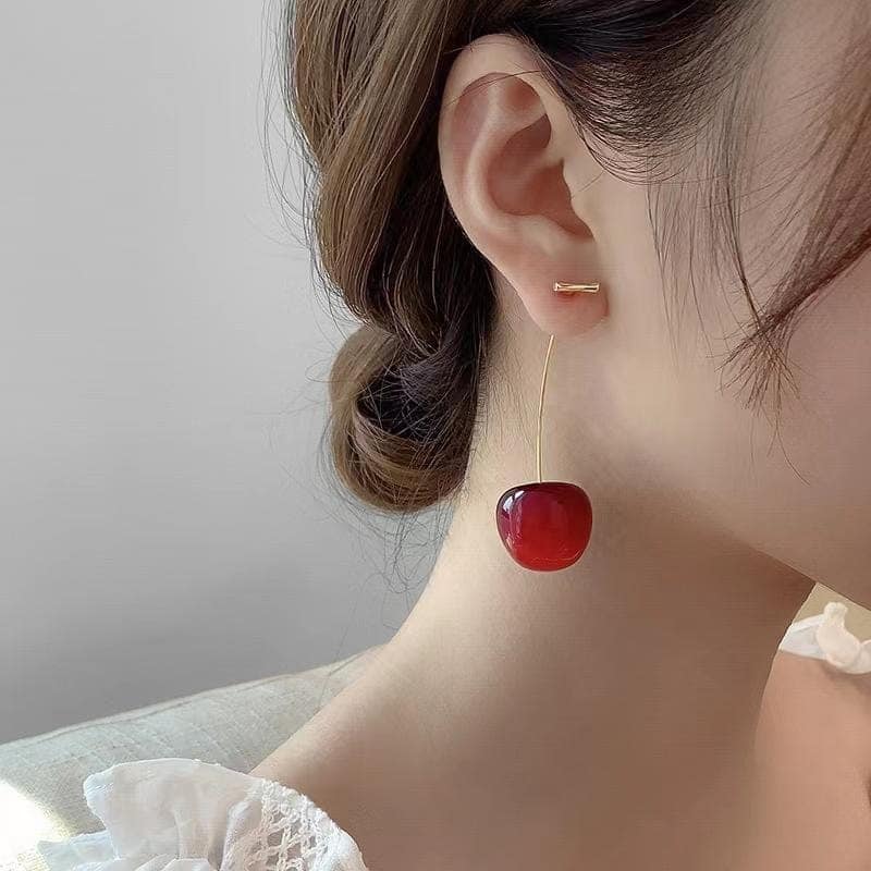 Red Cherry Earrings Fashionable Design Cute Fruit Earrings for Girls Women view 2