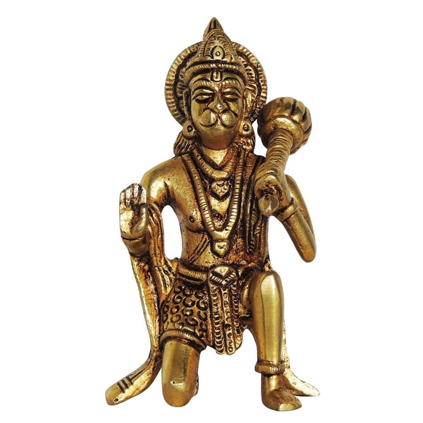 Brass Hanuman Ji God Idol - Pooja Room Worship Murti, Height : 5 Inch (BSMAS874 C) view 2
