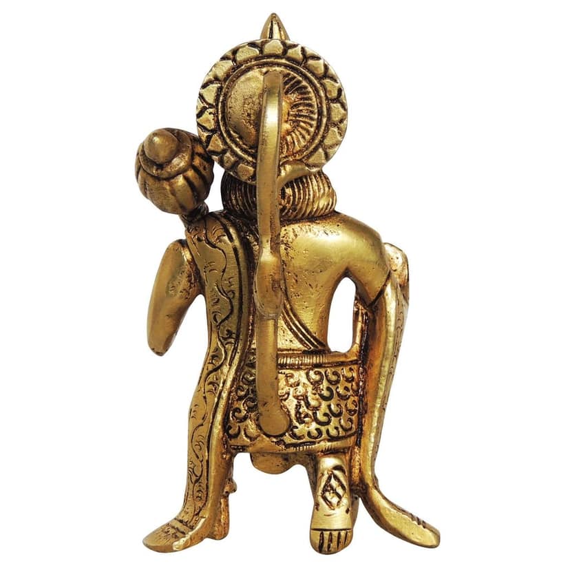 Brass Hanuman Ji God Idol - Pooja Room Worship Murti, Height : 5 Inch (BSMAS874 C) view 3