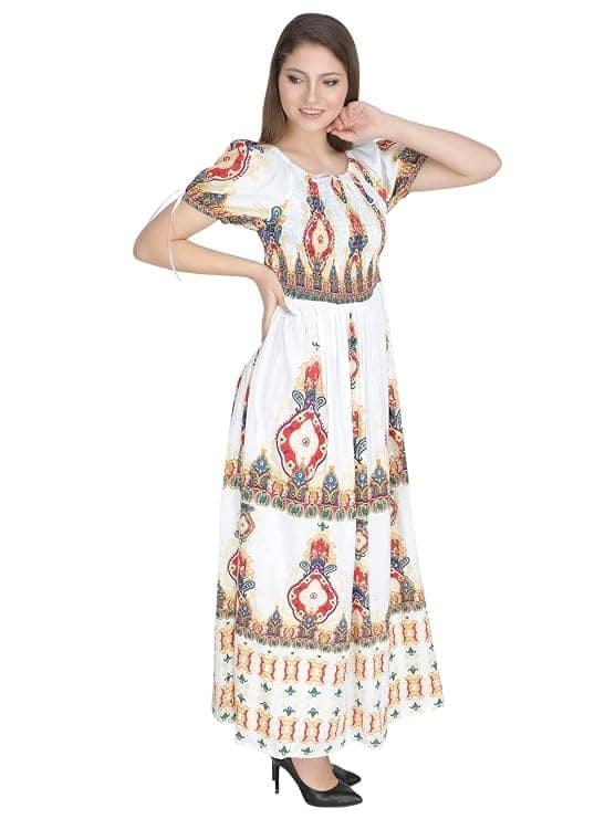 Attractive Printed Rayon Bobbin One Piece fit and Flare Dress in tie dye Pattern Comfy Trendy Night Gown for Women view 3