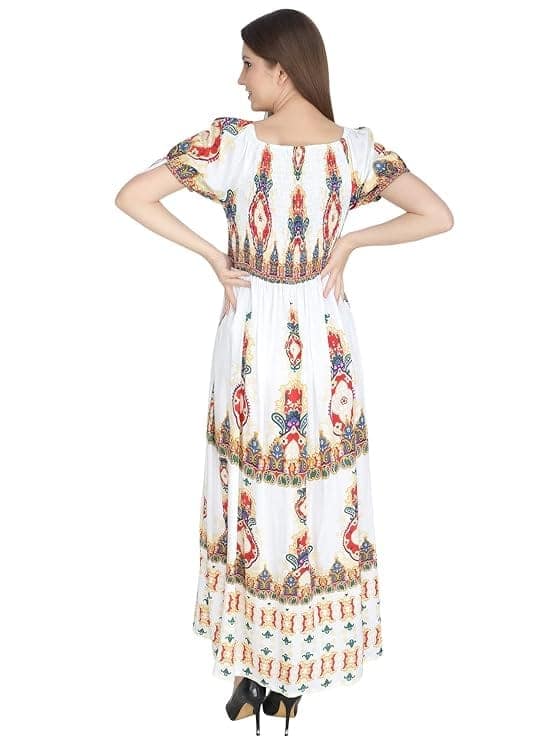 Attractive Printed Rayon Bobbin One Piece fit and Flare Dress in tie dye Pattern Comfy Trendy Night Gown for Women view 5