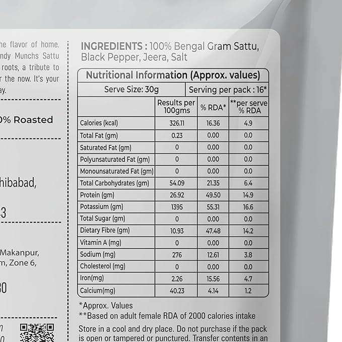 Mindy Munchs Masala Sattu Stone Ground Roasted Bengal Gram Family Drink view 3