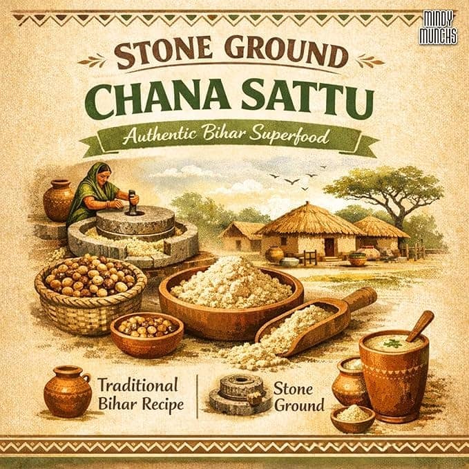 Mindy Munchs Masala Sattu Stone Ground Roasted Bengal Gram Family Drink view 4