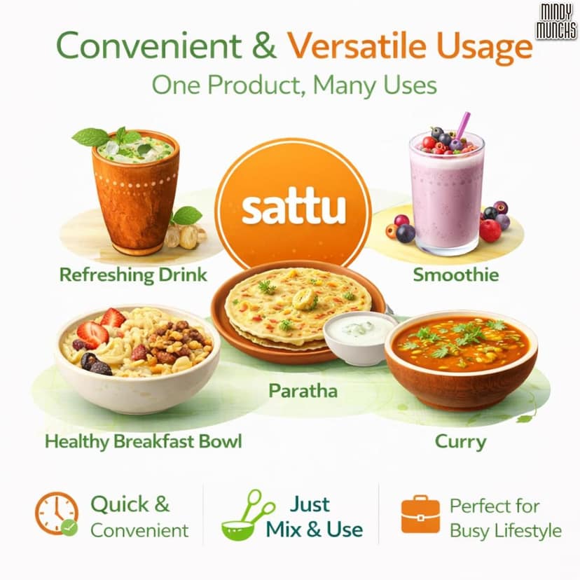 Mindy Munchs Masala Sattu Stone Ground Roasted Bengal Gram Family Drink view 6