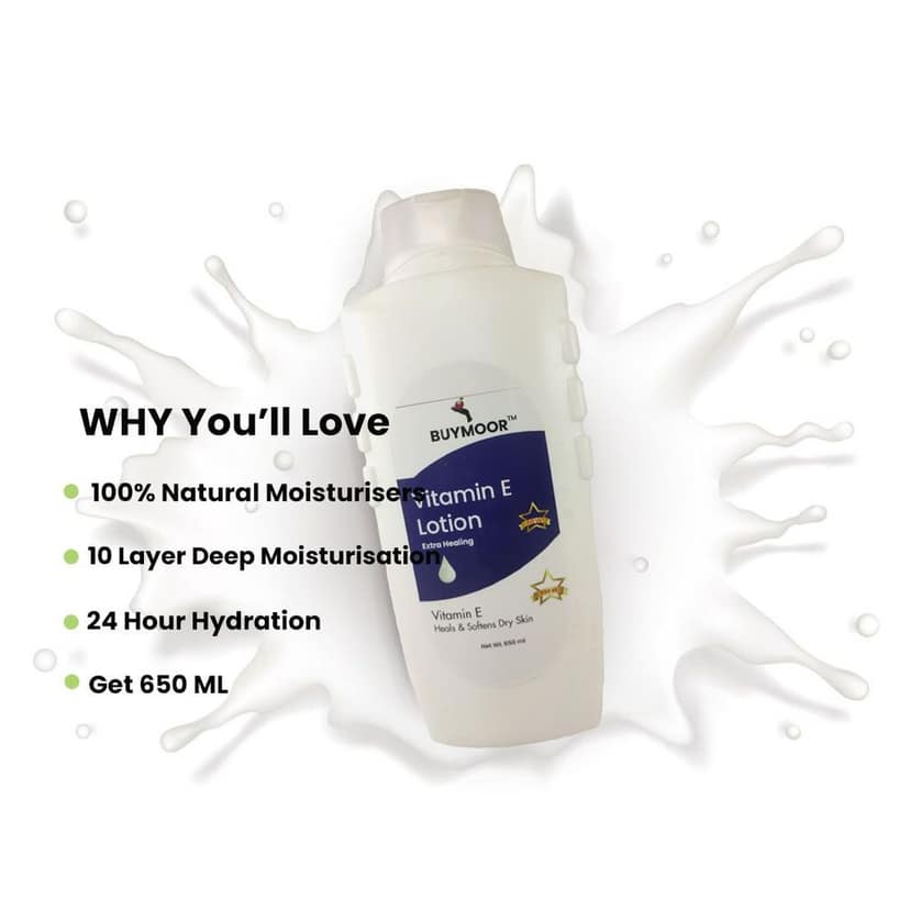 BUYMOOR Vitamin E Deep Nourishing Skin Brightening Body Lotion Men & Women 650 ML. view 2