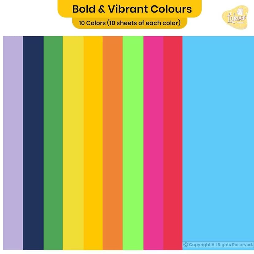 Color Point A4 Color Paper Premium Neon Colours Pack Of 100 Sheets (10 Colors X 10 Sheets Each Colour) For Art & Craft Work (Watercolor) view 2