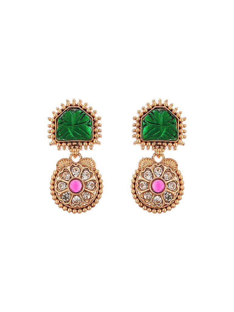 Traditional Gold Jewelry Set with Green and Red Stones view 8