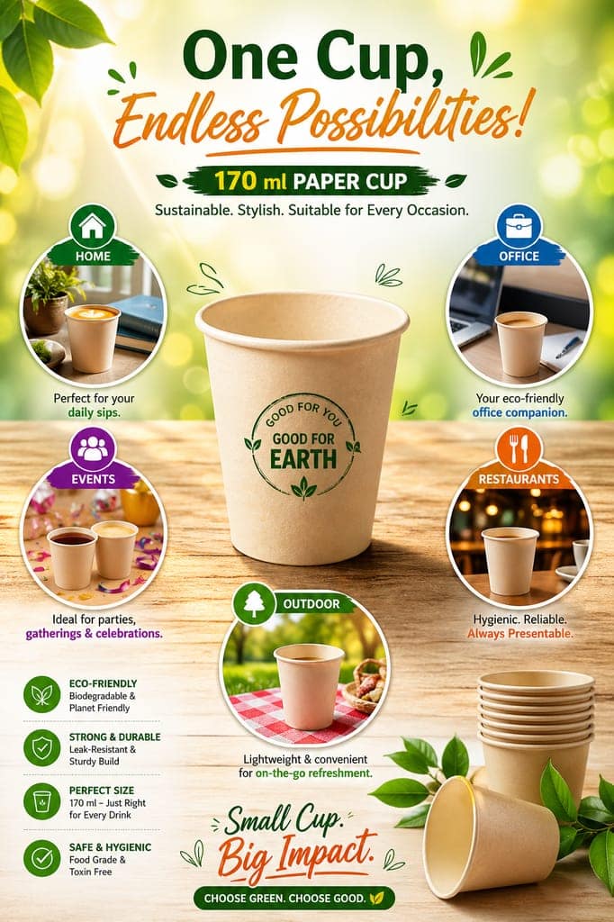 Eco-Friendly Paper Cup for every Occasion 170 ml (100 Cups) view 2