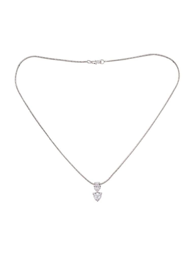 White Rhodium Plated AD Studded Pear shaped Designer Pendant view 3