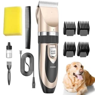 Pet Hair Trimmer for Dogs & Cats | USB Rechargeable Low-Noise Grooming Kit with Clippers, Scissors & Comb | Cordless Trimmer for Thick, Long & Short Fur | Professional Home Grooming Machine for Pets (Original)