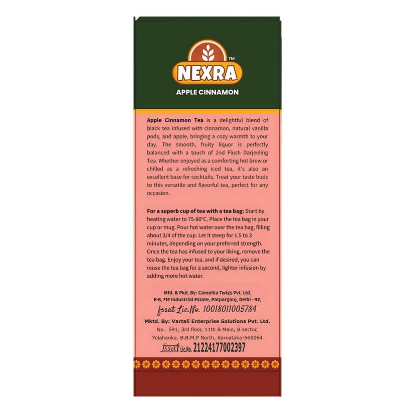 Nexra - Apple Cinnamon Herbal Tea - 30 Tea Bags for Refreshing Taste and Wellness view 2