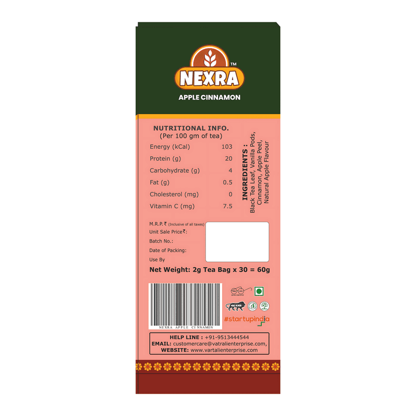 Nexra - Apple Cinnamon Herbal Tea - 30 Tea Bags for Refreshing Taste and Wellness view 3