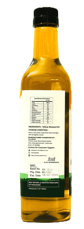 Premium Cold-Pressed Yellow Mustard Oil – 100% Pure & lab Tested | Heart Health & Skin - Pack of 1 view 5