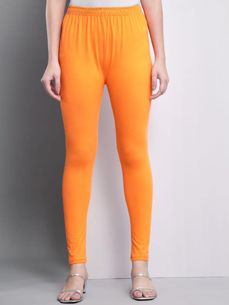 SOFT COLORS Women's Skinny Fit Ethnic Wear Ankle Length Leggings (Orange Color) view 6