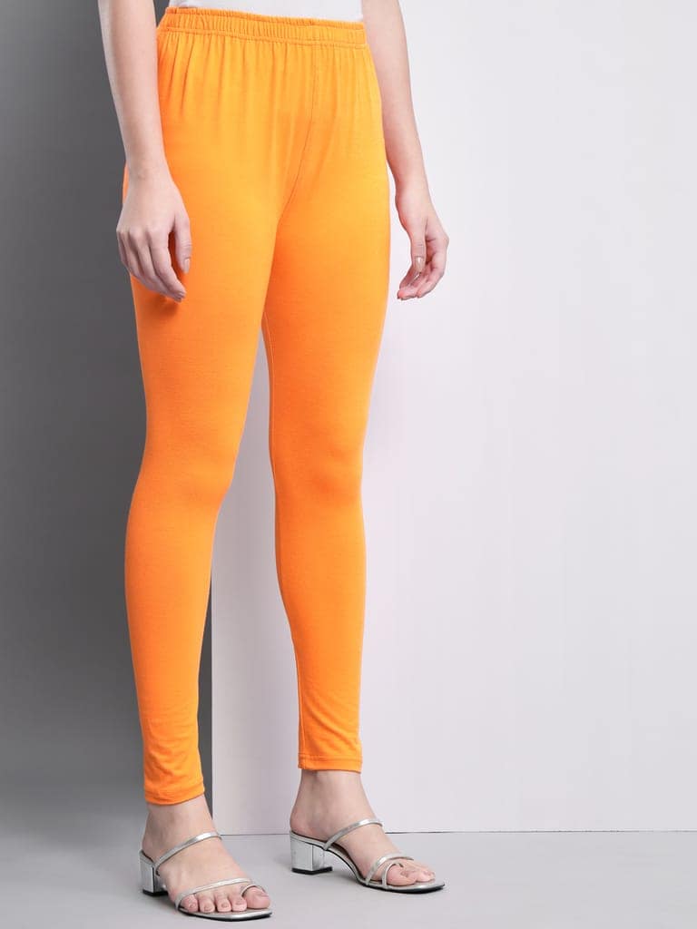 SOFT COLORS Women's Skinny Fit Ethnic Wear Ankle Length Leggings (Orange Color) view 7