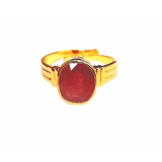 RS GEMSEXPORT Metal Ruby Gold Plated Ring