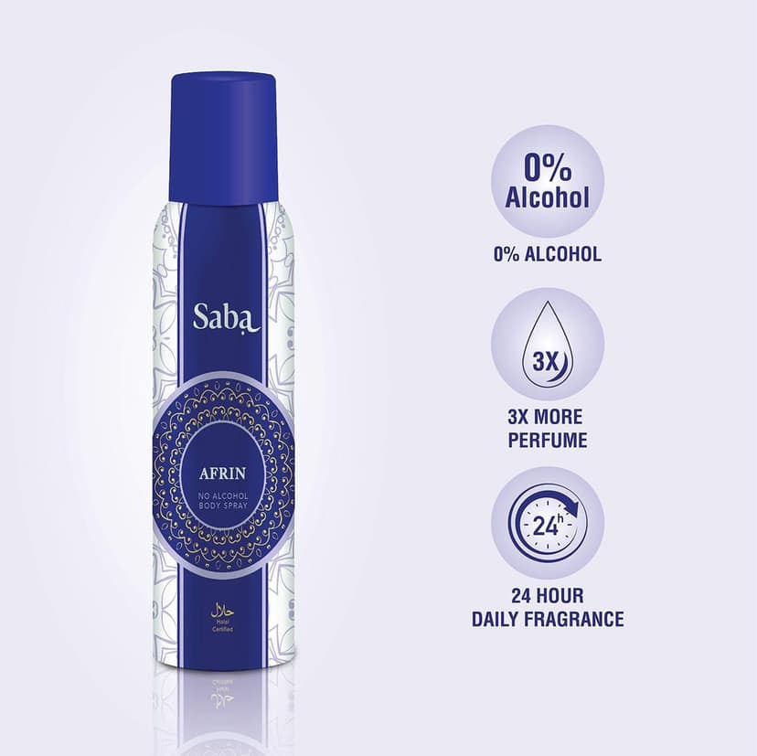 Saba Afrin Deodorant No Alcohol Body Spray Combo Pack of 2 view 3
