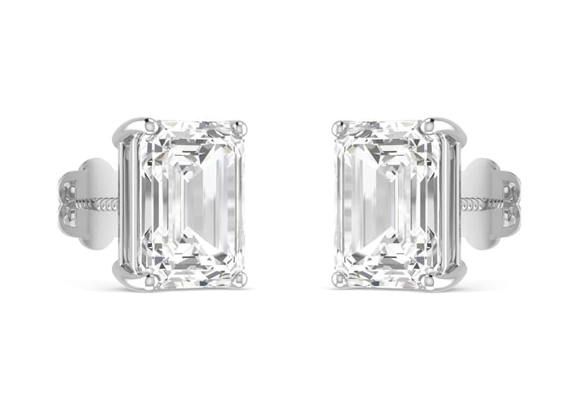 Emerald Solitaire Studs view 2