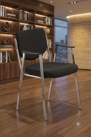 Kantva Premium Visitor Chair with Cushioned Seat, Armrests and Chrome Frame