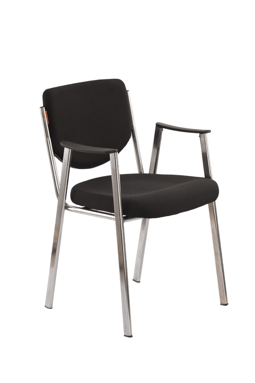 Kantva Premium Visitor Chair with Cushioned Seat, Armrests and Chrome Frame view 2