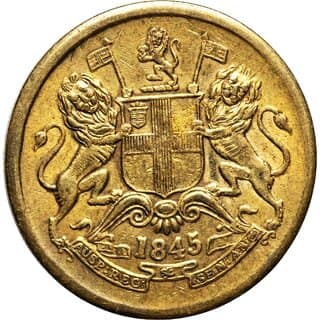 Half Anna 1845 East India Company old Gold-Plated Fantasy Coin Silver Variant