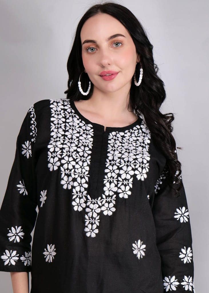 Pure Cotton Hand Embroidered Chikankari Plazo Set view 6