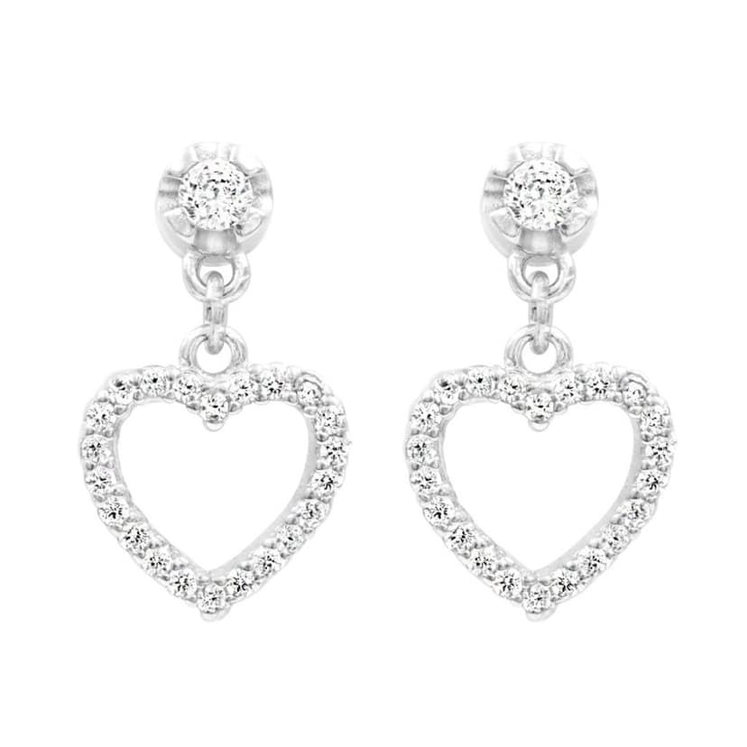 Zarkan Love Heart Silver Drop Studs view 2
