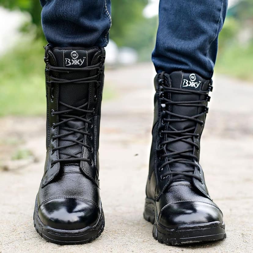 BXXY Pure Leather Biker Boots for Men view 3