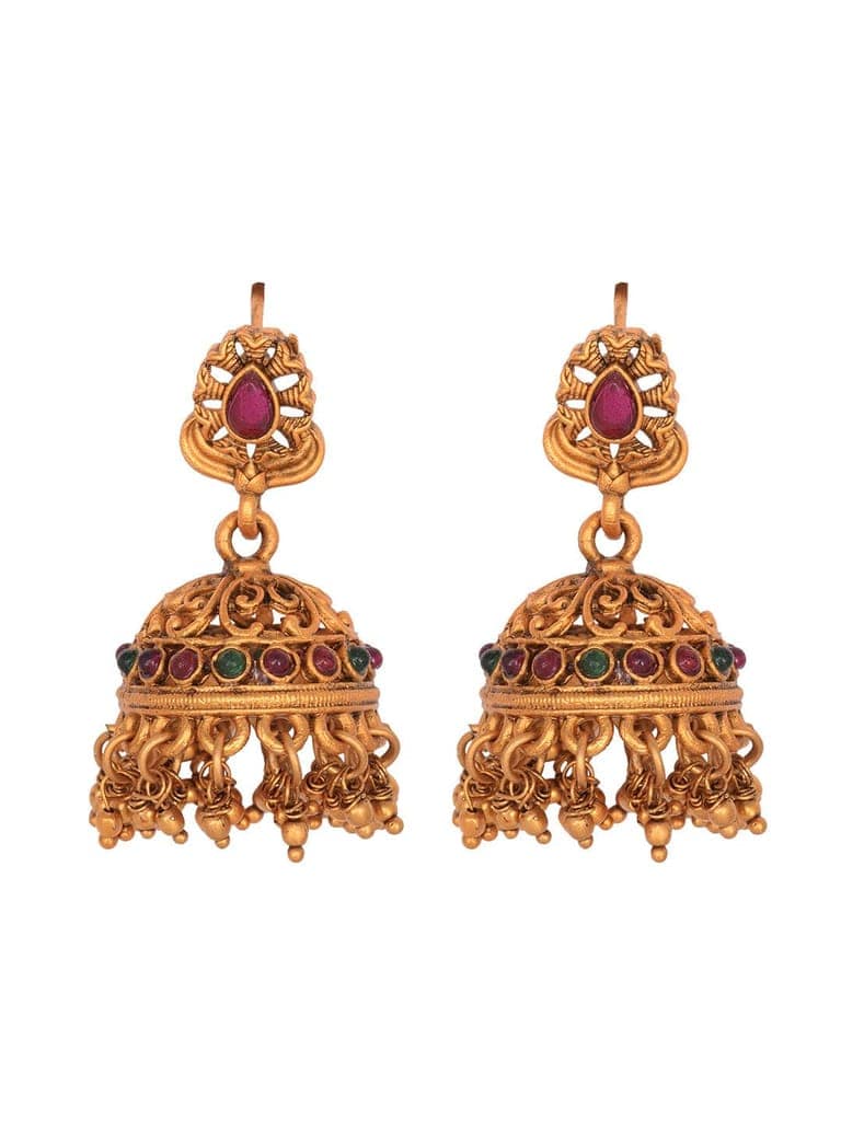 Gold Plated Red Kempo Goddess Lakshmi Deseigner Temple Jewellery Set view 7