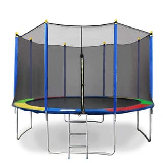 REZNOR 6-16 Feet Trampoline with Enclosure Safety Net & Jumping Pad for Children Kids & Adults Indoor/Outdoor Backyard Fitness Exercise Recreational Trampolines