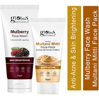 Globus Naturals Face Care Combo Set of 2- Mulberry Face Wash 75gm and Multani Mitti Face Pack 50 gm