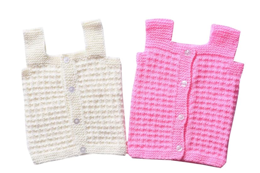 The Baby First Box Handmade Unisex Baby Wool Sweater for New Born Baby| Sweater for New Born Baby 0-3 Months| Sleeveless Baby Sweater | (Pack of 2)