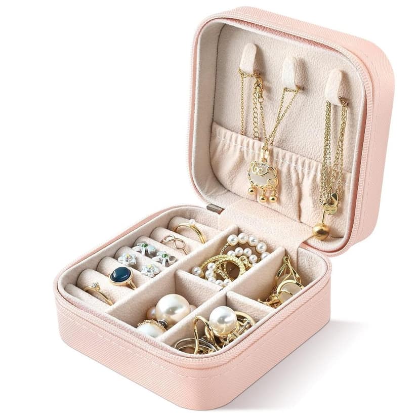 Jewelry Travel Organizer Box | Portable Jewellery Storage Case | Compact Jewelry Holder for Rings, Earrings, Necklaces & Accessories view 3